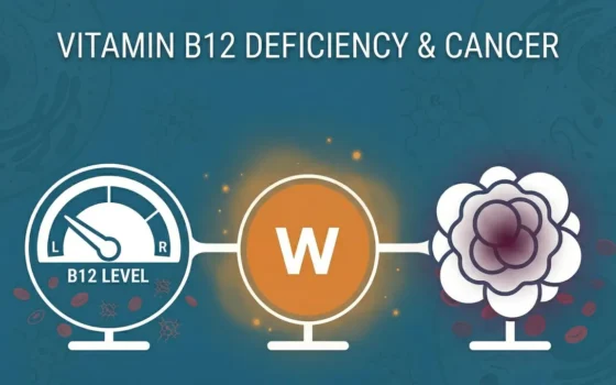A banner that shows low B12 levels linked to cancer cells