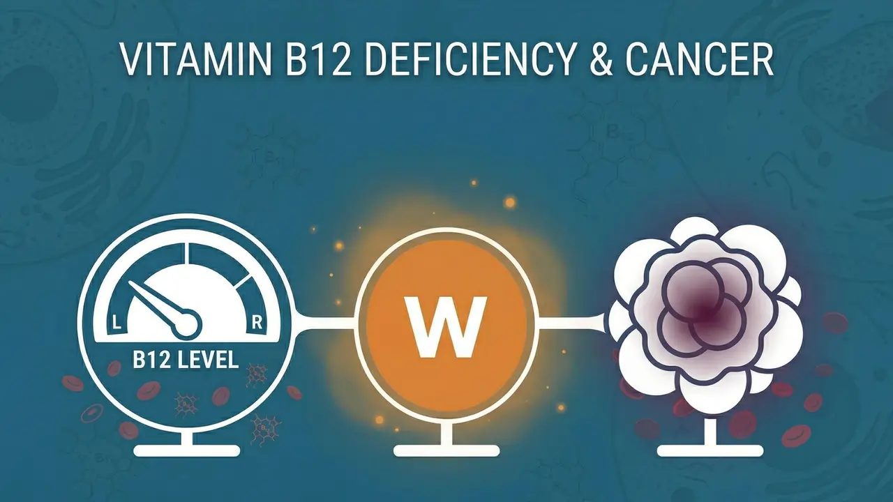 A banner that shows low B12 levels linked to cancer cells